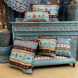 Esperanza Deseo ® kussen - Aztec - turquoise en bruin ± 60x60cm
