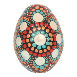 Maracas ei met stippen – 7x5x5 cm - Turquoise en rood