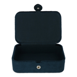 Sieraden / tarotdoos fluweel donkerblauw met bloemen