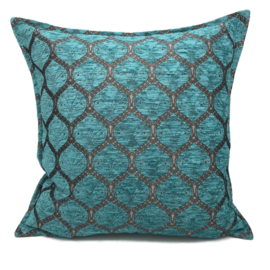 Esperanza Deseo ® lounge/vloer kussen - Honingraat turquoise (zilver, tin patroon) ± 70x70cm