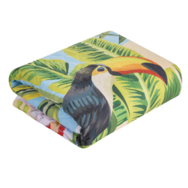 Bedsprei - kinderkamer multi kleuren, tropische vogels en bladeren 170x210cm