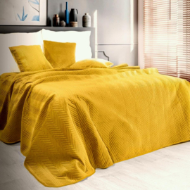 Bedsprei - Goud brons fluweel met visgraat motief - 230x260cm