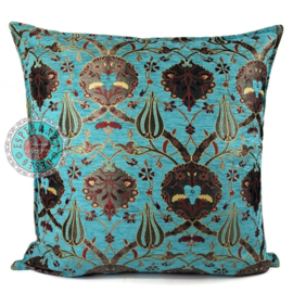 Esperanza Deseo ® kussen - Flowers - turquoise ± 60x60cm (Stofcode CBG)