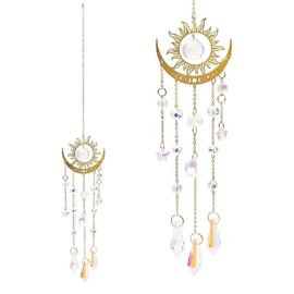 Suncatcher zon en halve maan – goudkleurig – ca. 8 × 44 cm