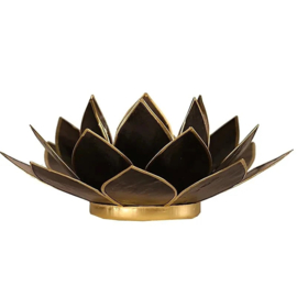 Lotus sfeerlicht – zwart met goudrand – 13,5 cm