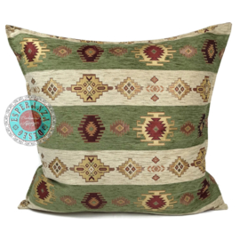 Esperanza Deseo ® vloer/lounge kussen - Aztec stripes olijfgroen en crème ± 70x70cm