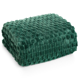 Plaid - donkergroen, emerald fleece, heerlijke zacht maat 200x220cm