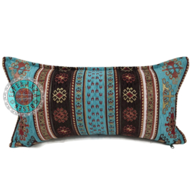 Esperanza Deseo ® kussen - Peru - turquoise en bruin ± 30x60cm