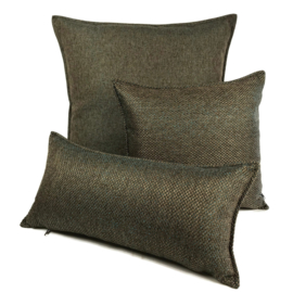 Esperanza Deseo ® kussen - Linnen meubelstof met grote lus - Brons met turquoise ± 60x60cm