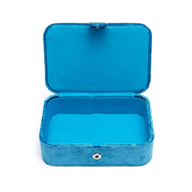 Sieraden / tarotdoos fluweel blauw met Alziend Oog