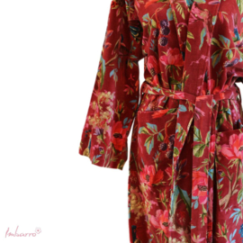 Kimono turquoise, aubergine paradise velours maat 36 t/m 46