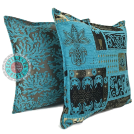 Esperanza Deseo ® kussen - Koraal takken turquoise ± 45x45cm