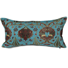 Esperanza Deseo ® kussen - Flowers - turquoise ± 30x60cm (stofcode CTB)