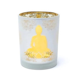 Sfeerlicht Boeddha metallic matglas 10 × 12,5 cm