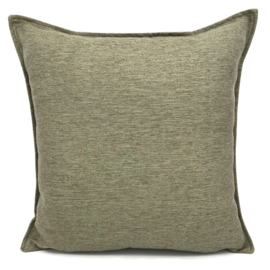 Esperanza Deseo ® kussen - Linnen meubelstof met fijne lus - Taupe met olijfgroen ± 45x45cm