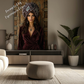 Wall-Art - Canvasdoek "Bohemian girl kelim turban" kies de gewenste maat in het pop-up menu - prijs vanaf: