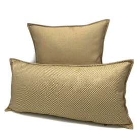 Esperanza Deseo ® kussen - Linnen meubelstof met fijne lus - Taupe met okergeel ± 45x45cm