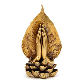 Deco goudkleurig - Biddende handen 15 x 11,5 x 26 cm