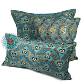 Esperanza Deseo ® vloer/lounge kussen - Pansy flowers, turquoise ± 70x70cm