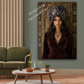 Wall-Art - Canvasdoek "Bohemian girl kelim turban" kies de gewenste maat in het pop-up menu - prijs vanaf: