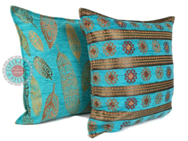 Esperanza Deseo ® kussen - Boho Feathers  turquoise ± 45x45cm