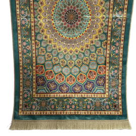 Tafelkleed, loper - Perzische print - jade groen, multi color ± 124Lx64Bcm