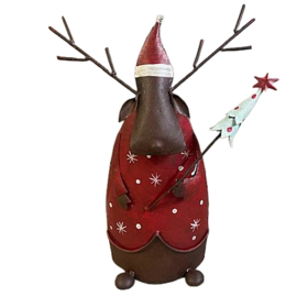 (Fairtrade) Metalen kerst decoratie "Rudolf" maat L 26x11x40cm