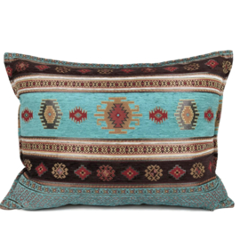 Esperanza Deseo ® kussen - Aztec - turquoise en bruin ± 50x70cm