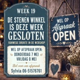 Openingstijden week 19 - open op afspraak