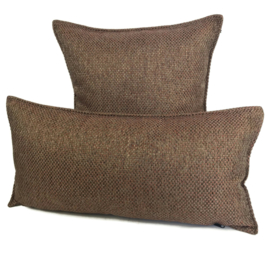 Esperanza Deseo ® kussen - Linnen meubelstof met grote lus - Brons met koraal ± 45x45cm