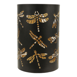 (Fairtrade) Waxinelichthouder metaal libelle 15x10x10cm