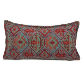 Esperanza Deseo ® kussen - Tribal, turquoise rood oranje mintgroen ± 30x60cm