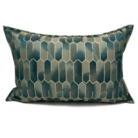 Esperanza Deseo ® kussen - petrol groen, teal, zeegroen, brons - Geometrie ± 30x60cm