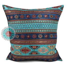 Esperanza Deseo ® vloer/lounge kussen - Peru - turquoise met blauw ± 70x70cm