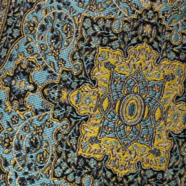 Esperanza Deseo ® kussen - Mandala little Flowers turquoise en geelgoud ± 45x45cm