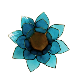 Lotus sfeerlicht turquoise 5e chakra goudrand 13,5 cm