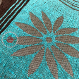 Esperanza Deseo ® vloer/lounge kussen - Cirkels - turquoise met bruin ± 70x70cm