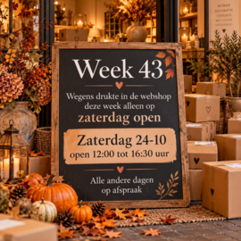 Openingstijden winkel week 43 - 2026 19-10 t/m 25-10-2026