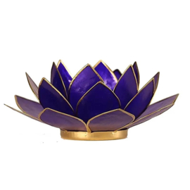 Lotus sfeerlicht paars indigo 6e chakra goudrand 13,5 cm