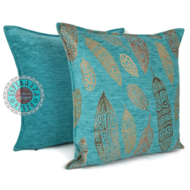 Esperanza Deseo ® kussen - Boho Feathers  turquoise ± 45x45cm