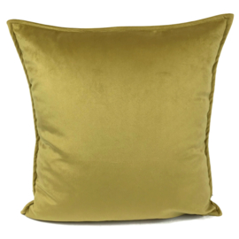 Velvet oker goud kussen passend bij veren/bladeren kussen ± 45x45cm