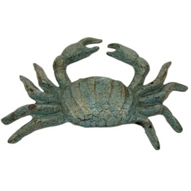 Zware metalen krab in de kleur turquoise met goud 27x22x3.5cm