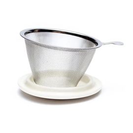 Theemok met theezeef en deksel Mandala – wit met goud – 400 ml