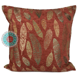 Esperanza Deseo ® vloer/lounge kussen - Boho Feathers brick oranje ± 70x70cm