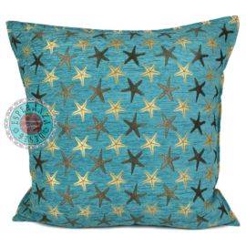 Esperanza Deseo ® vloer/lounge kussen - Starfish - turquoise ± 70x70cm