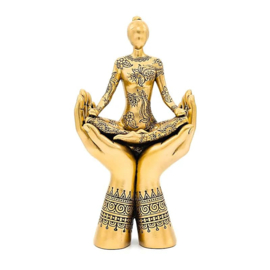 Deco goudkleurig Yoga meditatie handen staand 11,9 x 6 x 22,6 cm
