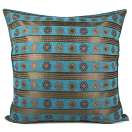 Esperanza Deseo ® kussen - Peru stripes turquoise blauw ± 60x60cm