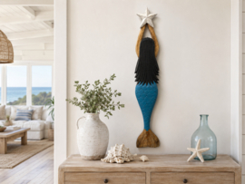 Houten wanddecoratie - Zeemeermin - 103 cm lang!