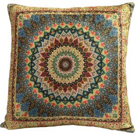 Kussenhoes - Mandala print - geel, multi color, groen- 42x42cm