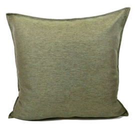 Esperanza Deseo ® kussen - Linnen meubelstof met fijne lus - Taupe met olijfgroen ± 60x60cm
